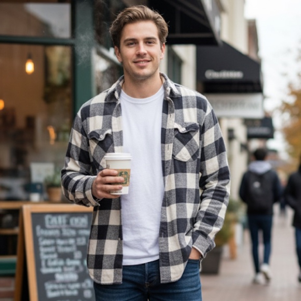 Polo Ralph Lauren Cream and Gray Plaid Shirt